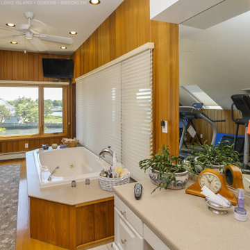 Large New Wood Windows in Unique Bathroom - Renewal by Andersen Long Island
