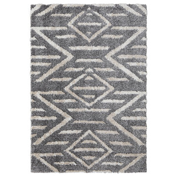 Weave & Wander Caide Contemporary Gray/White Rug, 10'x14'