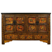 Consigned Antique Tibetan Painted Cabinet/Buffet Table