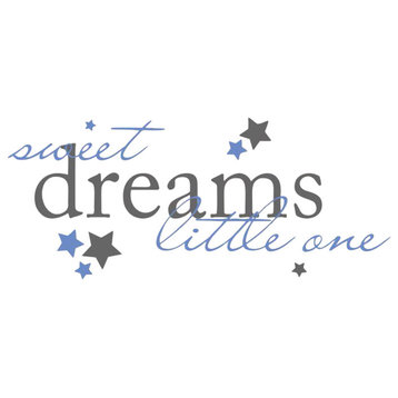 Decal Vinyl Wall Sticker Sweet Dreams Little One Quote, Medium Blue/Gray