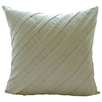 Contemporary Light Cream, 18x18 Faux Suede Fabric Cream Decorative Pillow Cover