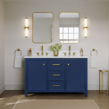 The Woodruff Bathroom Vanity, Blue, 54", Double Sink, Freestanding