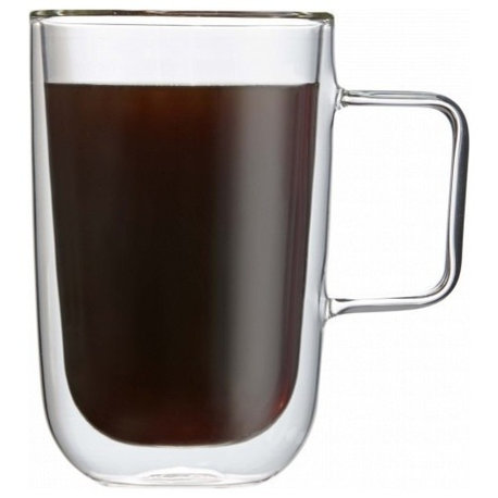 Set of 2 Double Wall Glass Coffee Mug, 11.8 oz, by Brilliant