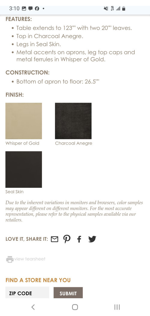 Dining table size and people