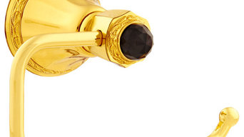 Adriatica Toilet Paper Holder, 24K Gold With Black Crystal