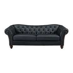 Mona Leather Craft Sofa, Black