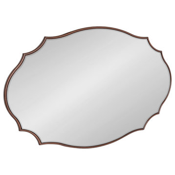Leanna Scalloped Oval Wall Mirror, Bronze, 24x36