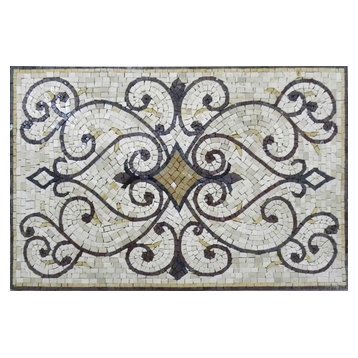 Rectangular Rug Mosaic, "Varinad", 30"x20"