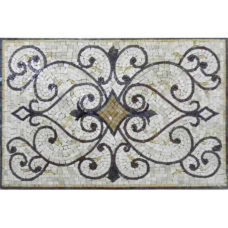 Rectangular Rug Mosaic, "Varinad", 30"x20"