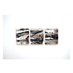 Mineral Flow Abstract Triptych - Paintings
