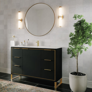 The Bradford Bathroom Vanity, Black Matte, 48", Single Sink, Freestanding