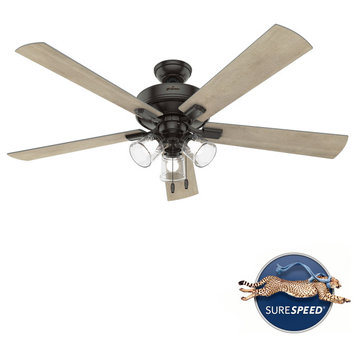 Hunter 60" Crestfield Noble Bronze Ceiling Fan With LED Light and Pull Chain