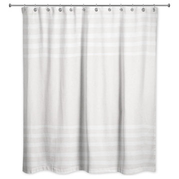 White Linen Stripes 71x74 Shower Curtain
