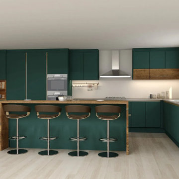 Handleless Green Kitchen Units | Inspired Elements