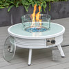 LeisureMod Walbrooke Round Fire Pit Table and Tank Holder With Slats, White