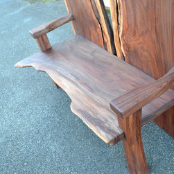 Live Edge Walnut High Backed Bench - Indoor Benches