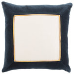 Jaipur Living - Jaipur Living Hendrix Border Down Throw Pillow, Navy, Down Fill - The Emerson pillow collection features an assortment of clean-lined, coordinating accents crafted of luxe cotton velvet. The Hendrix pillow boasts a border design and piped edge detailing in a navy and gold color scheme.