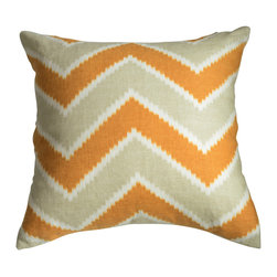 KH Window Fashions, Inc. - Chevron Pillow, Tan/Orange, Without Insert - Decorative Pillows