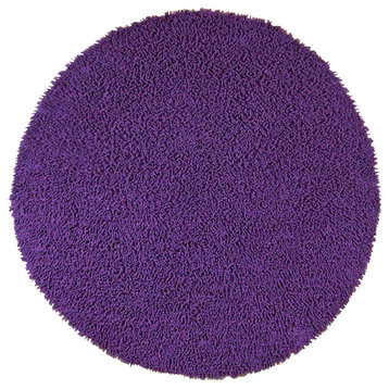 Purple Shagadelic Chenille Twist Rug, 5' Round