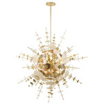 Livex Lighting - Livex Lighting Satin Brass 12-Light Grand Foyer Pendant Chandelier - Cast a luxurious glow over your room with this satin brass twelve light grand foyer pendant chandelier. It has beautiful geometric glass discs that will add dimension to any room. This Art Deco-inspired design features a satin brass finish for an up-scaled taste of class.