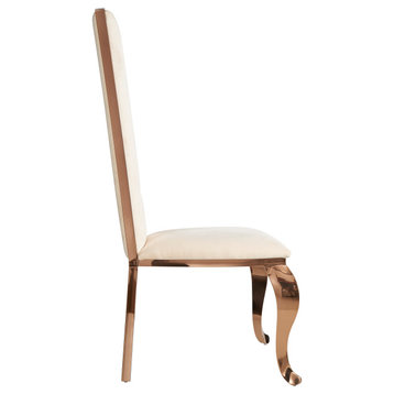 Modrest Bonnie Beige Velvet and Rose Gold Dining Chair, Set of 2