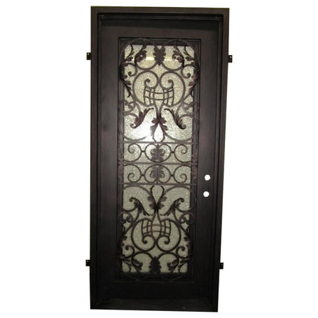 Custom 12, 42"x96", Iron Door, Square Top, Left Hand Inswing, Flemish Glass