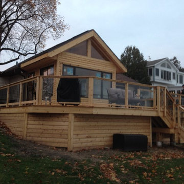 Chain O' Lakes Cedar Room Addition and Cedar Deck with Glass Railing