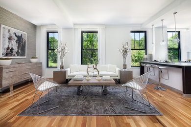 Trendy living room photo in New York
