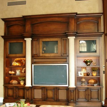 Media Centers, Fish Aquariums and Coffered Ceiling Beams