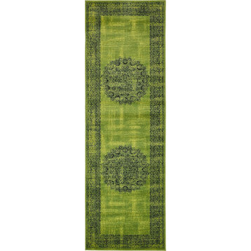 Traditional Majestic 3'x9'10" Runner Olive Area Rug