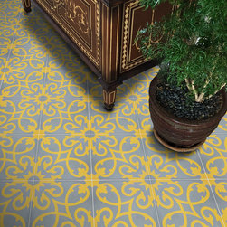 Moroccan Mosaic & Tile House - 8"x8" Agadir Handmade Cement Tile, Gold/Gray, Set of 12 - Wall And Floor Tile