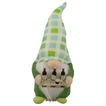 9" Green and Blue Plaid Springtime Gnome