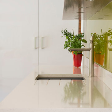 Contemporary White & Walnut Wood Kitchen