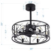20" Crystal Caged Chandelier Ceiling Fans with Light Kit and Remote Control, Black