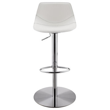 Rudy Bar and Counter Stool, White/Stainless Steel