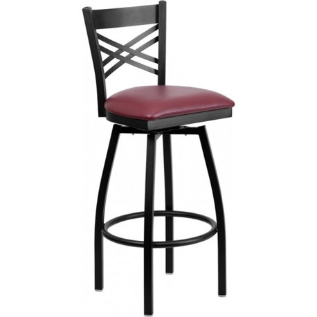 Flash Furniture Hercules 32" Swivel Metal Bar Stool Burgundy and Black