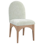 Meridian Furniture - Waldorf Chenille Upholstered Dining Chair, Black, Chenille, Natural Finish, Mint, Side Chair, Chenille Fabric, Natural Finish - The Waldorf Chenille Fabric Dining Side Chair exudes elegance and comfort. Crafted with solid ash wood, this dining chair boasts a sturdy and durable construction. The natural finished legs provide a warm and welcoming touch to the overall design. The plush mint chenille fabric on the seat and backrest of the chair offers a soft and cozy seating experience, making it an ideal choice for long dinner conversations with family and friends.