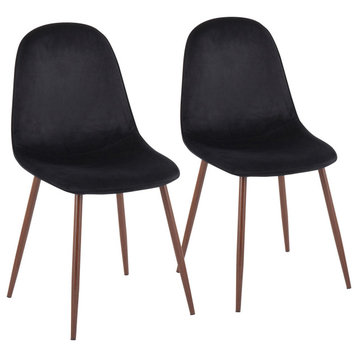 Pebble Chair, Set of 2, Walnut Metal, Black Velvet