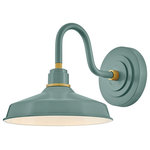 Hinkley - Hinkley 10231SGN Foundry Small Gooseneck Barn Light, Sage Green - Decidedly industrious, Foundry reinvents purposeful lighting. Focused and direct, the sturdy aluminum shade features knurled brass details to offset a variety of finish options while casting a uniform light. The simple, understated form plants a vintage aesthetic for both inside and outside spaces while offering mix and match options that customize the look.