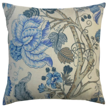The Pillow Collection Blue Damato Throw Pillow, 18"x18"