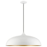 Livex Lighting - Amador 3 Light Shiny White With Polished Chrome Accents Large Pendant - The Amador three light large pendant features a modern, minimal look. It is shown in a chic shiny white finish shade with a gold finish inside and polished chrome finish accents.