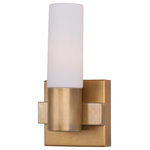 Maxim Lighting - Maxim Lighting 22411SWNAB Contessa - One Light Wall Sconce - This transitional approach to a classic traditional style features rectangular tubing finished in our Natural Aged Brass. The Satin White cylindrical shades provide a soft diffused light while adding a contemporary flair to the design.Shade Included.* Number of Bulbs: 1*Wattage: 40W* BulbType: E12* Bulb Included: No
