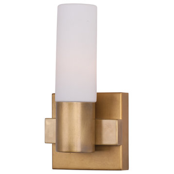 Contessa 1-Light Wall Sconce, Natural Aged Brass, Satin White Glass
