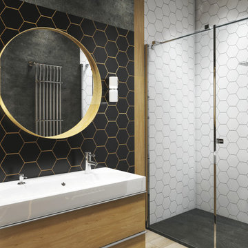 Hexagonal pattern luxury bathroom in Chelsea