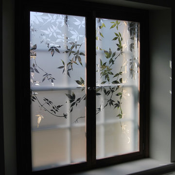 Etched glass for window shutters
