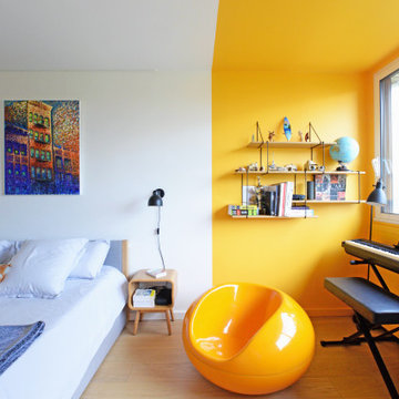 Un plan optimisé et de la couleur pour cet appartement de 100m2