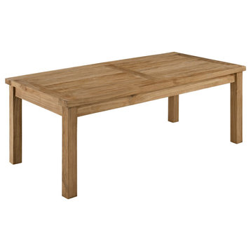 Modern Contemporary Outdoor Patio Teak Rectangle Coffee Table, Natural Wood