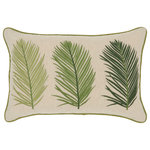 Mina Victory - Mina Victory Royal Palm 3 Palm Leaves 12" x 18" Green Indoor Throw Pillow - Fabulous fan-shaped fronds, in this Mina Victory Royal Palm pillow collection, are like a cool breeze on a warm tropical