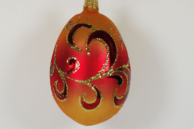 Egg "Sunrise" Hand Blown Glass Christmas Tree Ornament