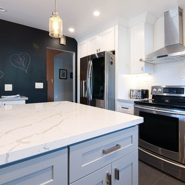 San Jose White Shaker Kitchen Remodel- semi custom cabinets, quartz counter tops